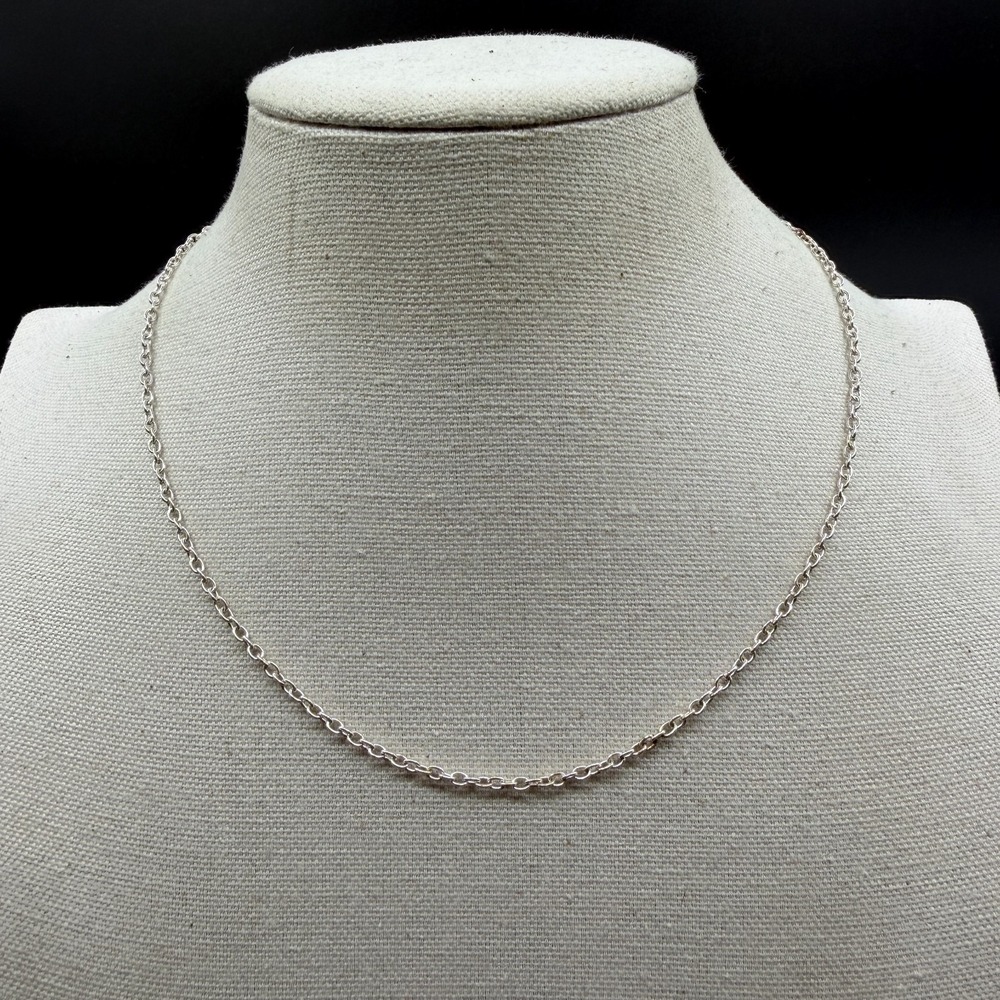 Silver Tone Oval Link Chain Necklace Minimalist Layering Coquette Everyday Gift